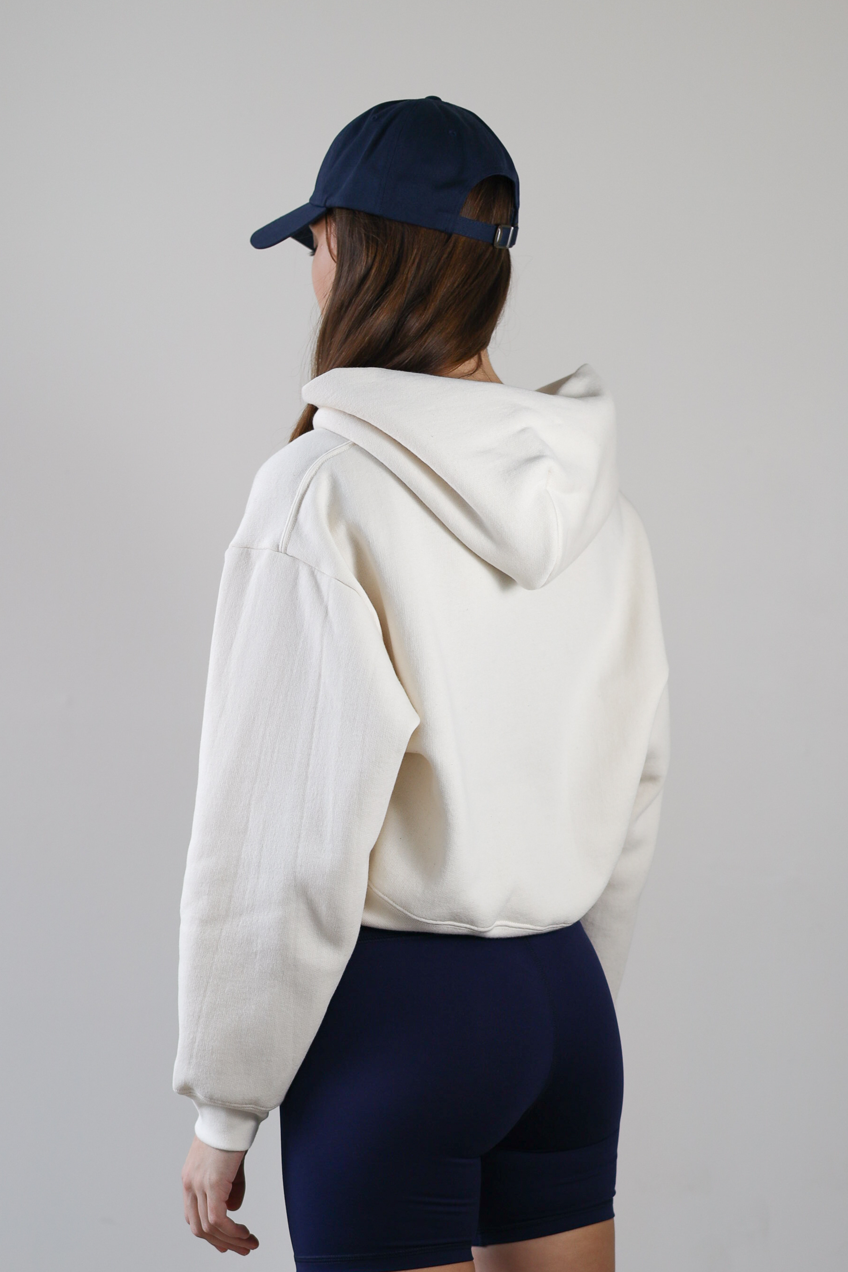 Crop Zip Hoodie -Ecru