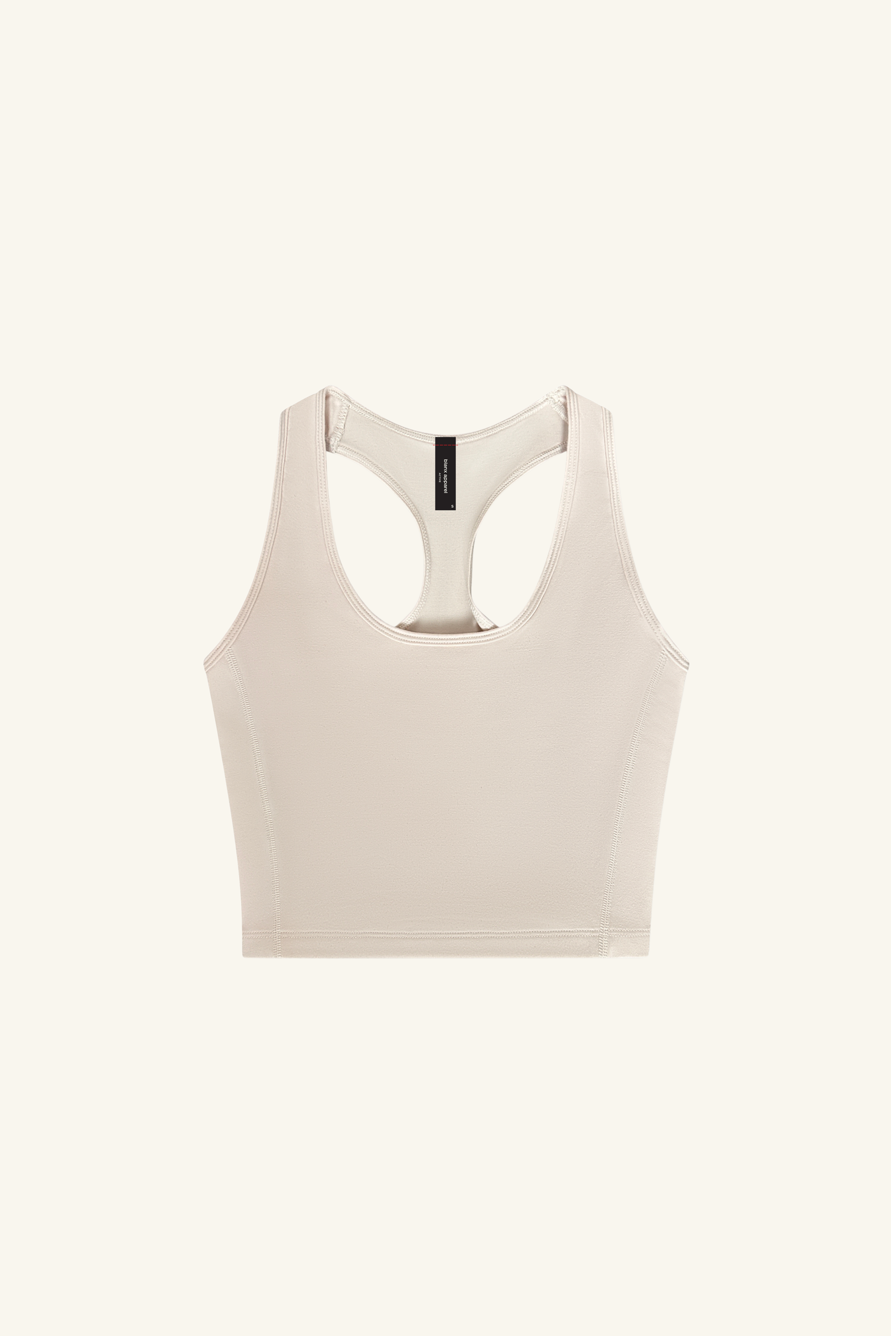 Premium wholesale ecru crop top for brands – buttery-soft, breathable, and moisture-wicking. Designed for private labeling, custom branding, and activewear collections. Sustainable, high-stretch fabric ideal for athleisure, workouts, and casual wear.