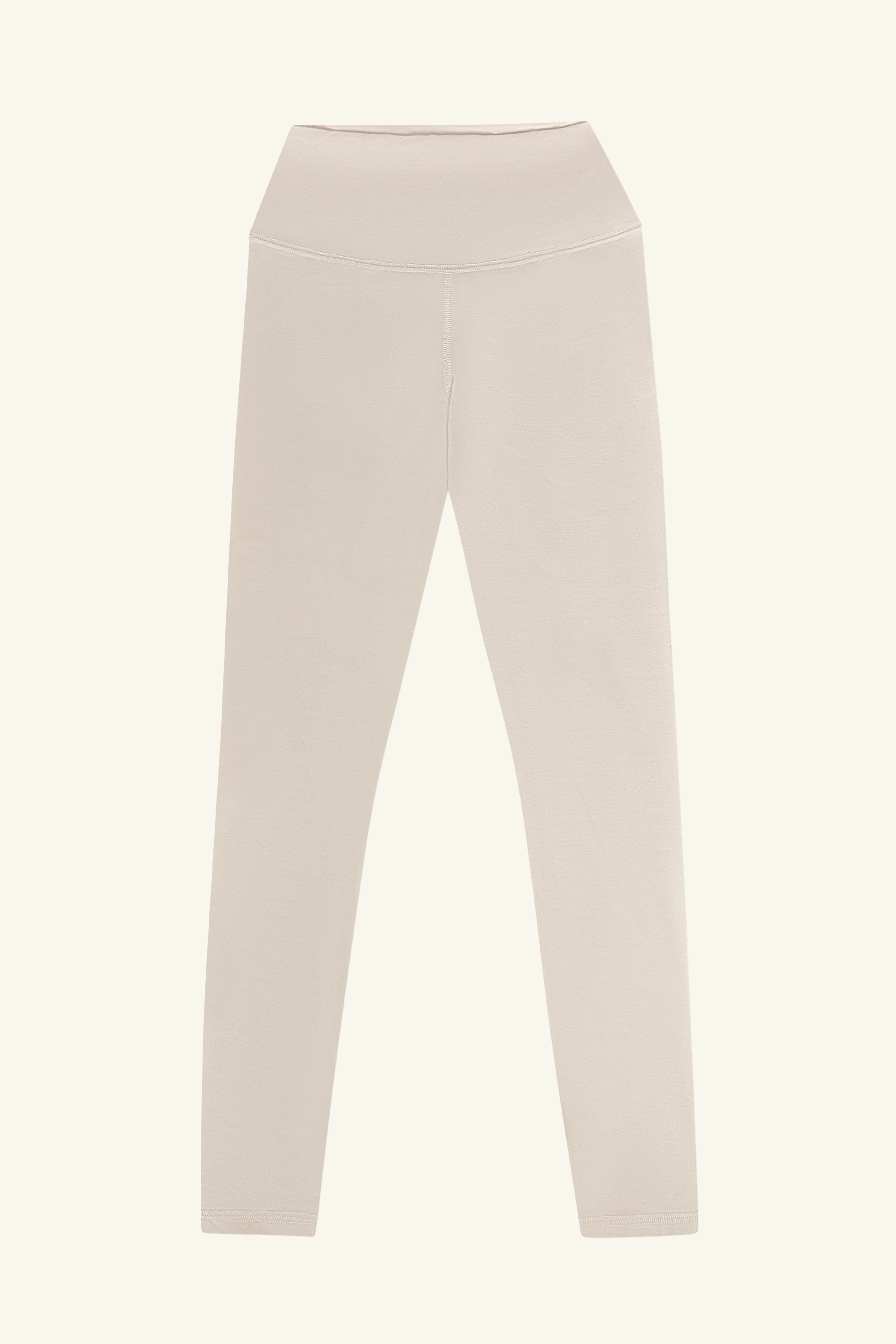 Premium ecru high-waisted leggings for wholesale – buttery-soft, squat-proof, and moisture-wicking. Designed for brands to customize and private label. Ideal for athleisure and activewear collections with a sleek, performance-driven fit.