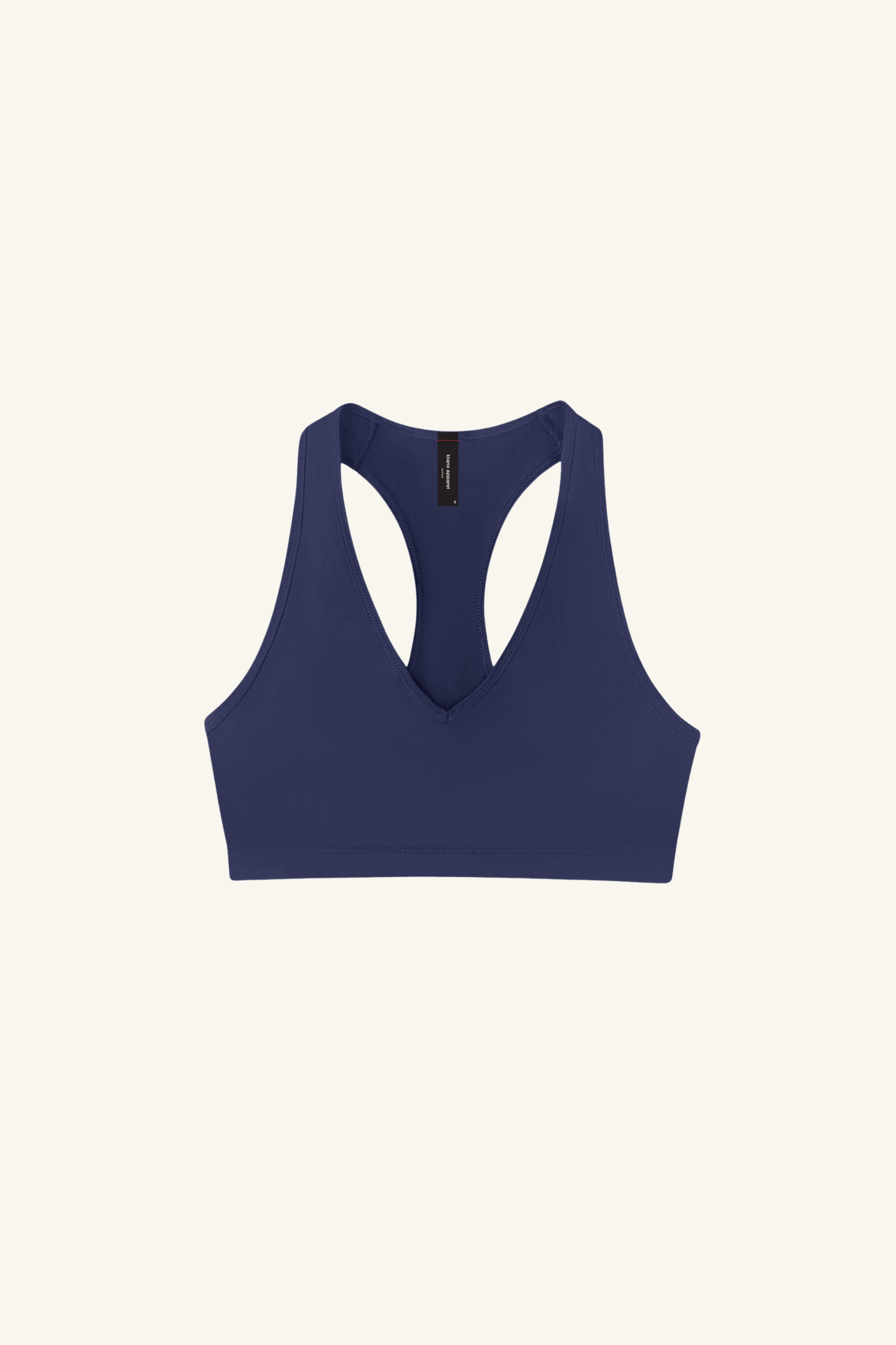 Wholesale navy V-neck sports bra for brands – buttery-soft, moisture-wicking, and breathable. Ideal for private labeling and custom branding, perfect for activewear and athleisure collections. High-stretch, eco-conscious fabric for all-day comfort and performance.