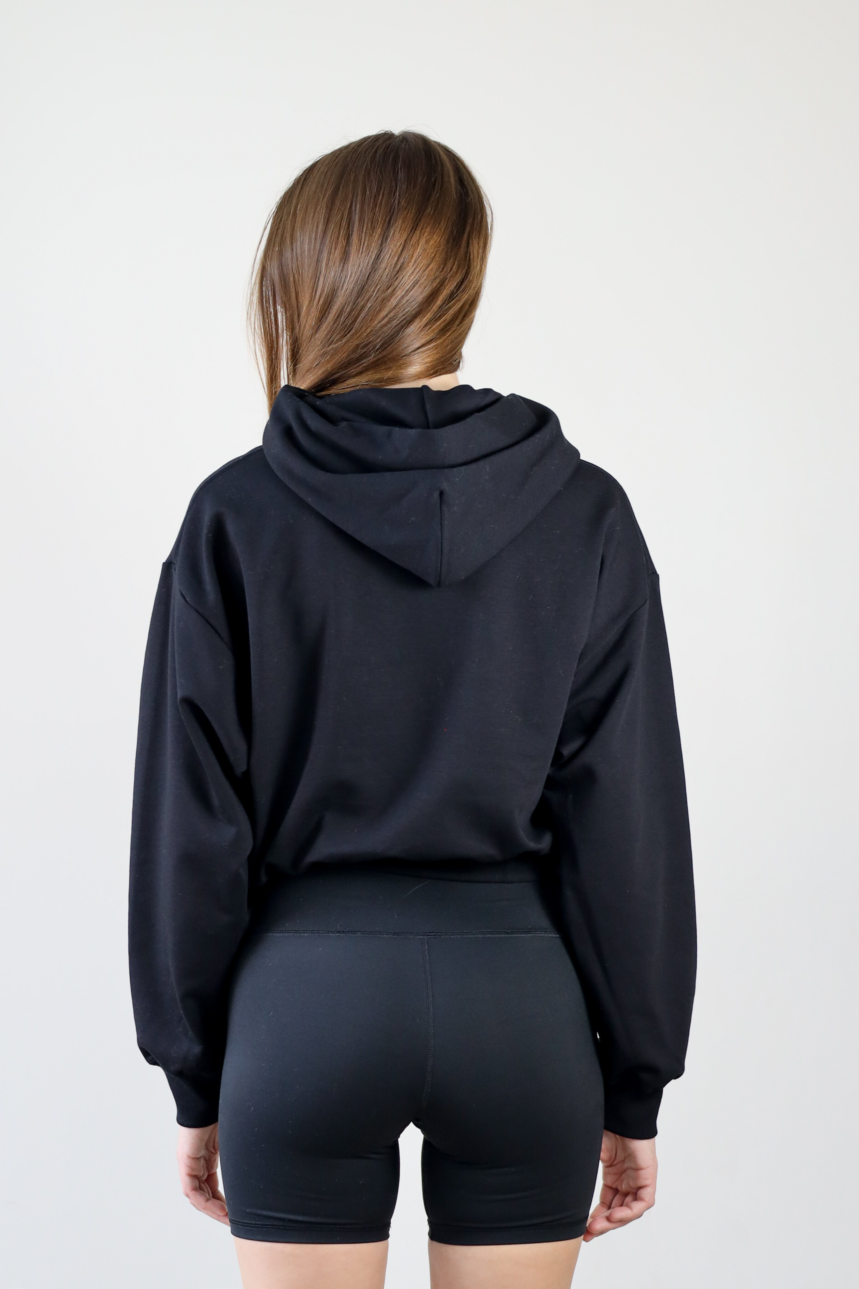 Crop Zip Hoodie -Black