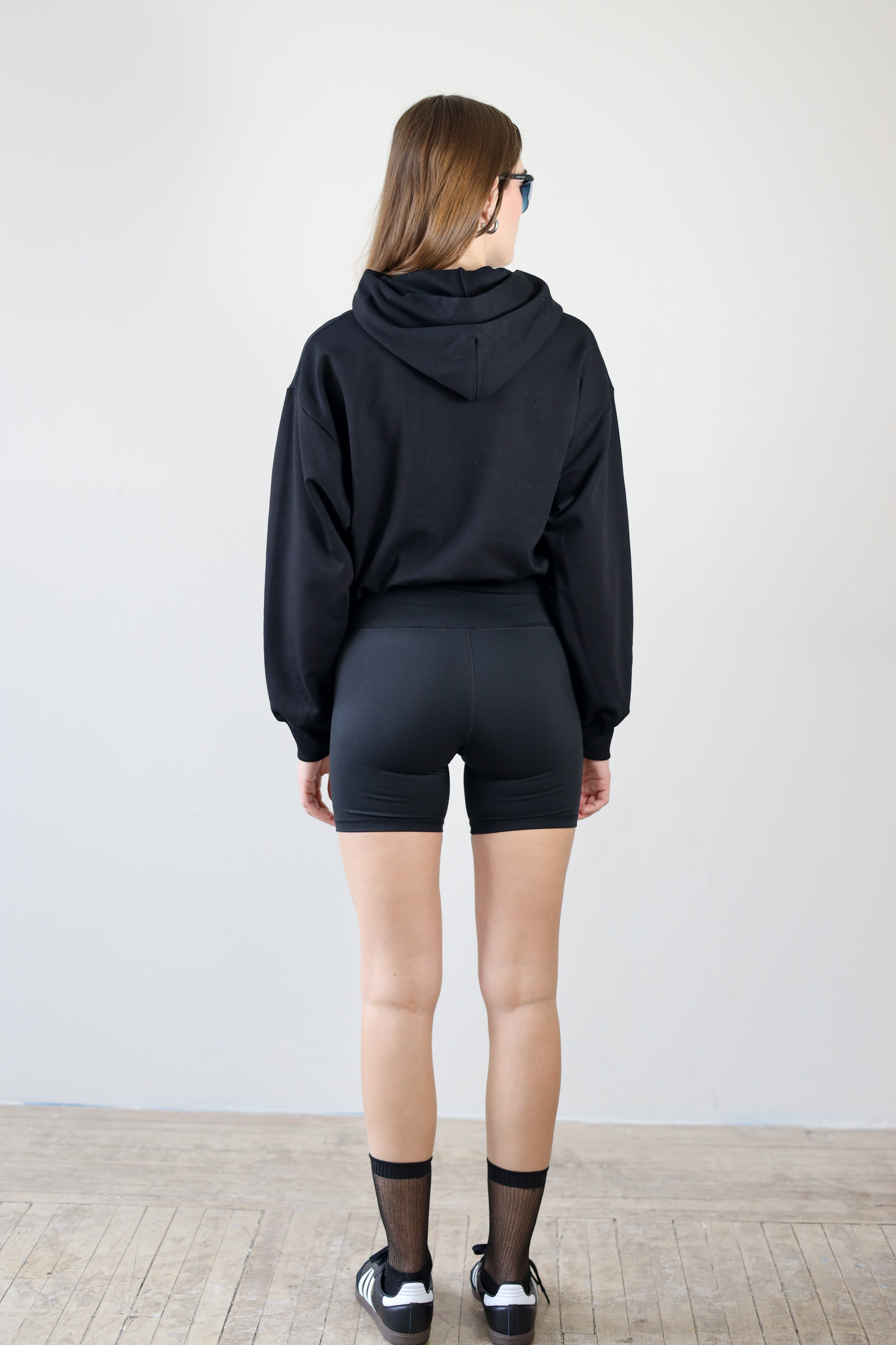 Crop Zip Hoodie -Black